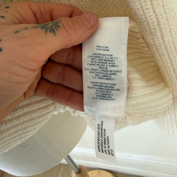 Chaps Ralph Lauren Toggle Knit Cardigan Sweater XL Cream Hooded Cottage Cozy - Picture 10 of 10